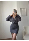 Double Gömlek Elbise - GRİ