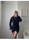 Double Gömlek Elbise - LACİVERT