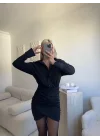 Double Gömlek Elbise - SİYAH