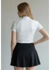 Fermuar Detay Bodysuit - BEYAZ
