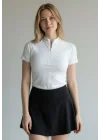 Fermuar Detay Bodysuit - BEYAZ