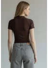 Fermuar Detay Bodysuit - KAHVE