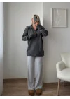 Fermuarlı Yaka Detay Triko Kazak - ANTRASİT