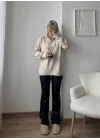 Fermuarlı Yaka Detay Triko Kazak - BEJ