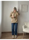 Fermuarlı Yaka Detay Triko Kazak - KAHVE