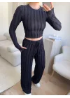 Fitilli Ters Dikiş İkili Takım - SİYAH