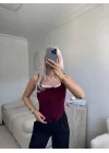Fiyonklu Garnili Bluz - BORDO