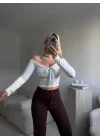 Bağlamalı Omuz Detay Crop - BEYAZ