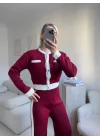 Garnili Bomber Crop & Pantolon Takım - BORDO