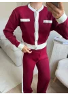 Garnili Bomber Crop & Pantolon Takım - BORDO