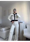 Garnili Bomber Crop & Pantolon Takım - EKRU