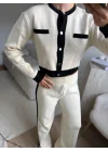 Garnili Bomber Crop & Pantolon Takım - EKRU