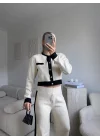 Garnili Bomber Crop & Pantolon Takım - EKRU