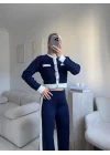Garnili Bomber Crop & Pantolon Takım - LACİVERT
