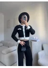 Garnili Bomber Crop & Pantolon Takım - SİYAH