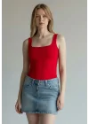 Halter Çıtçıtlı Bodysuit - KIRMIZI