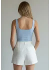 Halter Çıtçıtlı Bodysuit - MAVİ