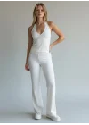 Halter Crop Pantolon Takım - BEYAZ