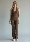 Halter Crop Pantolon Takım - KAHVE