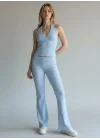 Halter Crop Pantolon Takım - MAVİ