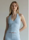 Halter Crop Pantolon Takım - MAVİ