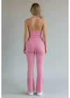 Halter Crop Pantolon Takım - PEMBE