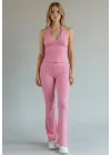 Halter Crop Pantolon Takım - PEMBE