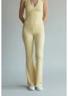Halter Crop Pantolon Takım - SARI