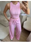 Halter Fitilli İkili Takım - PEMBE