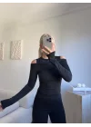 Halter Yaka Madonna Bluz - SİYAH