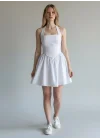 Halter Yaka Prenses Elbise - BEYAZ