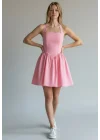 Halter Yaka Prenses Elbise - PEMBE