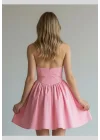 Halter Yaka Prenses Elbise - PEMBE