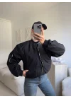 İçi Dolgulu Bomber Ceket - SİYAH