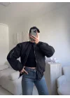 İçi Dolgulu Bomber Ceket - SİYAH