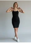 İp Askılı Mini Elbise - SİYAH