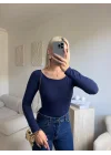 Kayık Yaka Bodysuit - LACİVERT