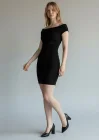 Kayık Yaka Elbise - SİYAH