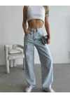 Kemer Toka Detay Baggy Jean | AÇIK MAVİ