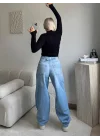 Kemer Tokalı Baggy Jean - AÇIK MAVİ
