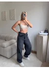 Kemer Tokalı Baggy Jean - ANTRASİT