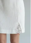 Keten Kare Yaka Elbise - BEYAZ