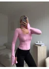 Korse Dikiş İspanyol Kol Bluz - PEMBE