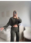 Körüklü Crop & Pantolon Takım - YEŞİL