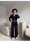 Kruvaze Hırka & Pantolon İkili Takım - SİYAH