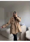 Kuşaklı Midi Trençkot - BEJ