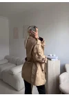 Kuşaklı Midi Trençkot - BEJ