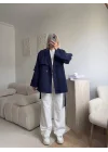 Kuşaklı Midi Trençkot - LACİVERT