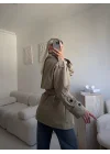 Kuşaklı Midi Trençkot - VİZON