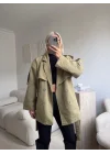 Kuşaklı Midi Trençkot - YEŞİL